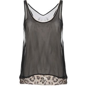 BARBARA BUI Silk top Black Nude Animal Print Layer